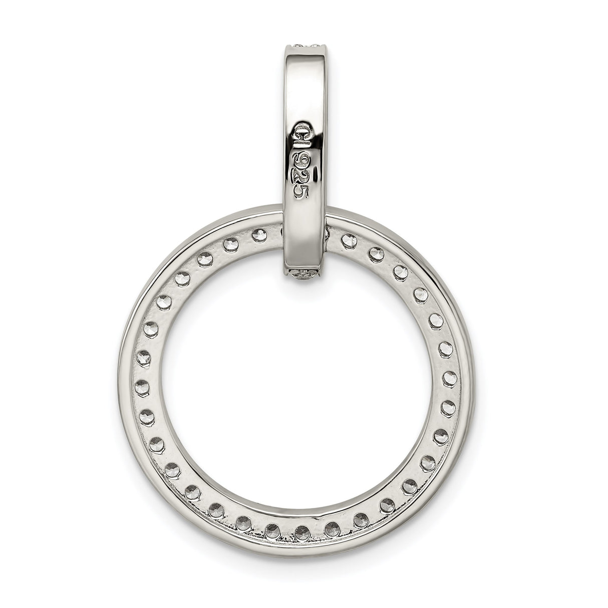 Sterling Silver Open Circle Pendant with Cubic Zirconia, Symbol of Unity and Eternity