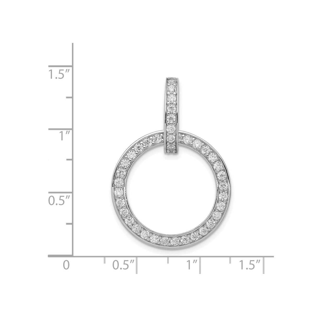 Sterling Silver Open Circle Pendant with Cubic Zirconia, Symbol of Unity and Eternity