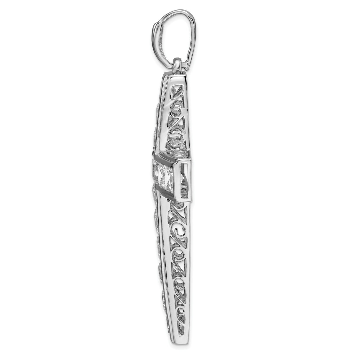 CZ Cross Charm Pendant in Real 925 Sterling Silver