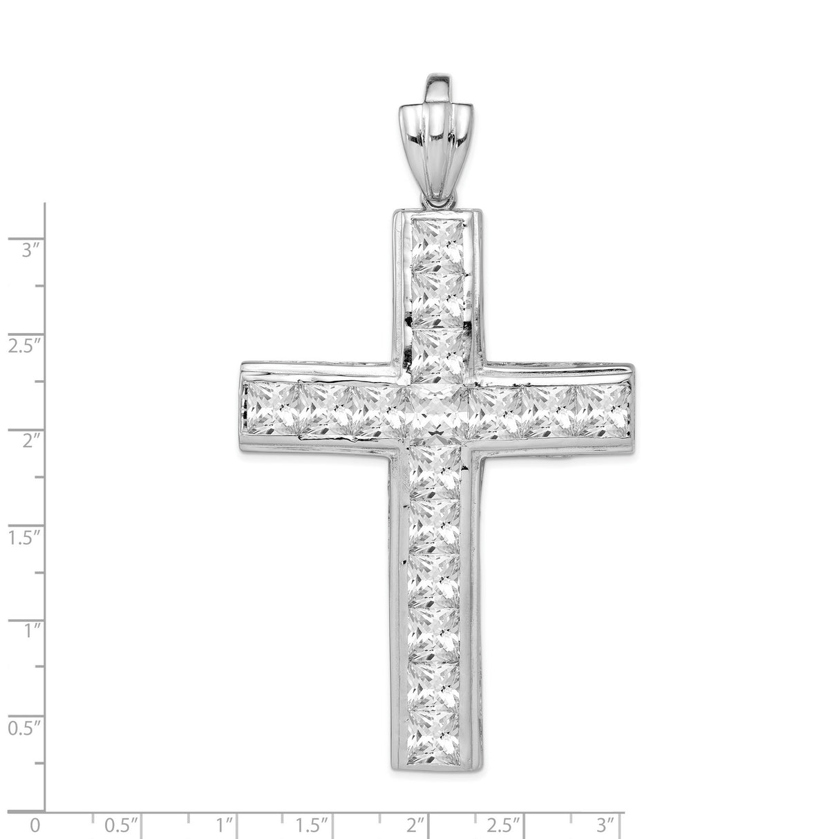 CZ Cross Charm Pendant in Real 925 Sterling Silver