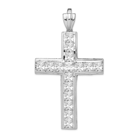 CZ Cross Charm Pendant in Real 925 Sterling Silver