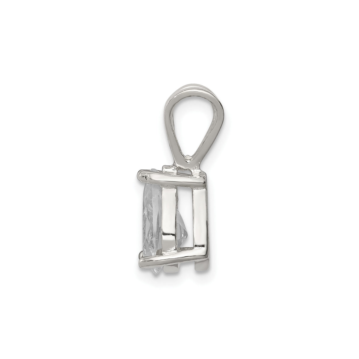 Sterling Silver Teardrop Pendant with Cubic Zirconia in Prong Setting, Minimalist Style