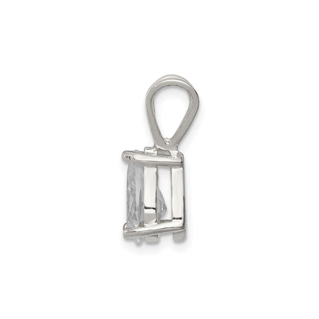 Sterling Silver Teardrop Pendant with Cubic Zirconia in Prong Setting, Minimalist Style
