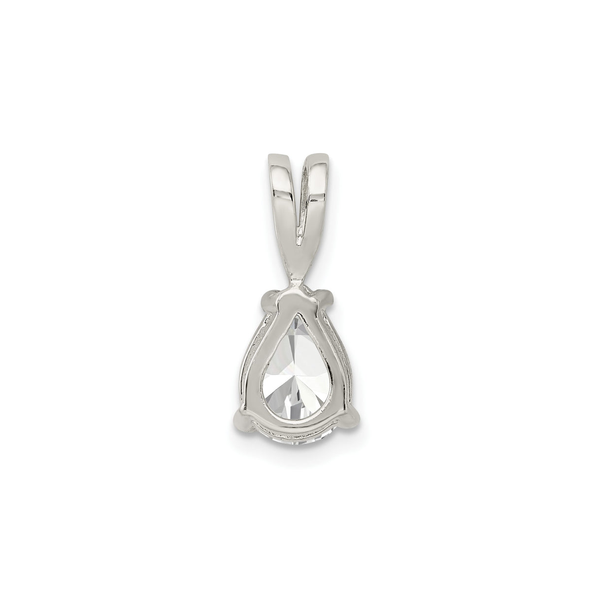 Sterling Silver Teardrop Pendant with Cubic Zirconia in Prong Setting, Minimalist Style