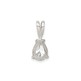 Sterling Silver Teardrop Pendant with Cubic Zirconia in Prong Setting, Minimalist Style