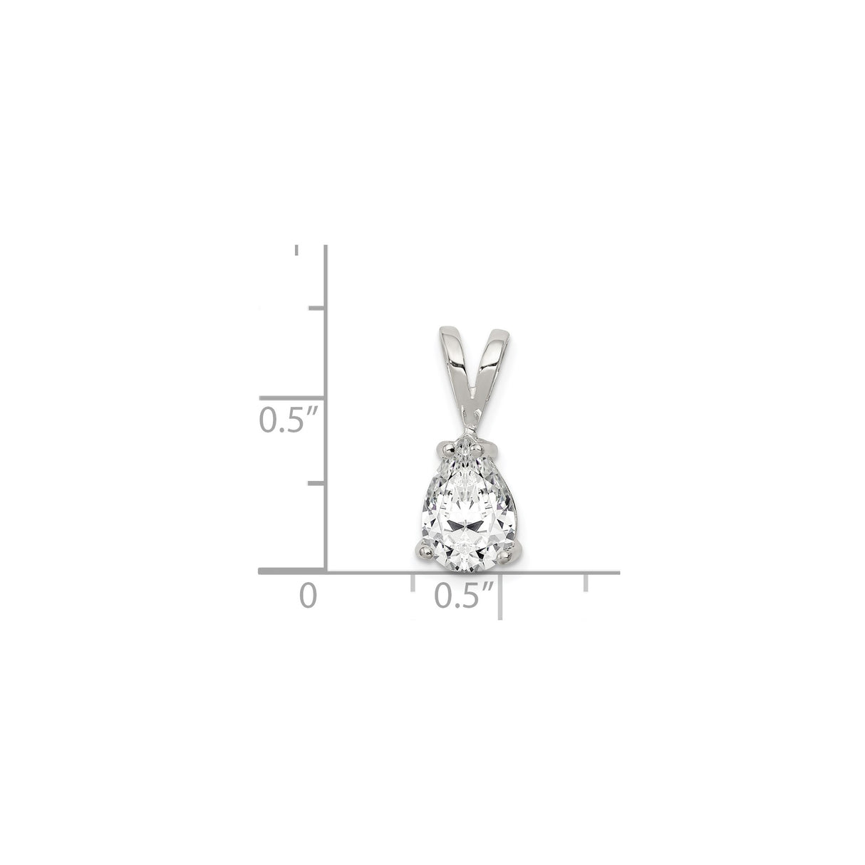 Sterling Silver Teardrop Pendant with Cubic Zirconia in Prong Setting, Minimalist Style