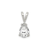 Sterling Silver Teardrop Pendant with Cubic Zirconia in Prong Setting, Minimalist Style