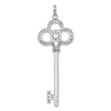 Sterling Silver Key Pendant with Cubic Zirconia, Vintage Style Empowerment Jewelry for Women