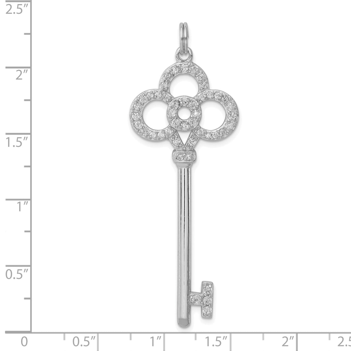 Sterling Silver Key Pendant with Cubic Zirconia, Vintage Style Empowerment Jewelry for Women