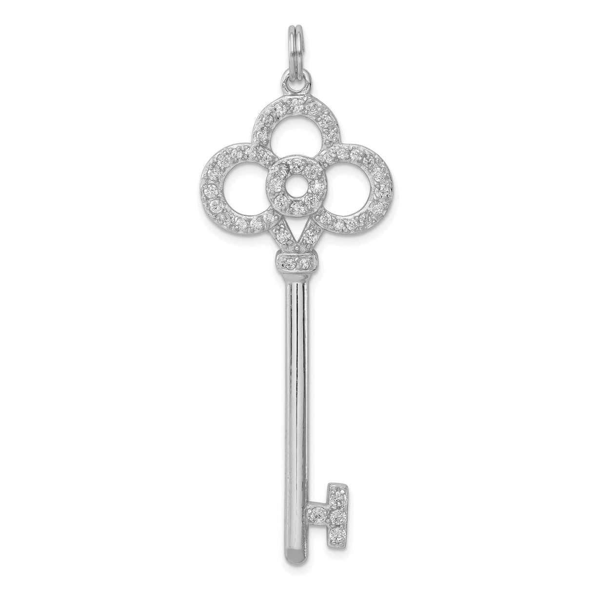 Sterling Silver Key Pendant with Cubic Zirconia, Vintage Style Empowerment Jewelry for Women