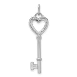 Sterling Silver Heart Key Pendant with Cubic Zirconia, Romantic Symbolic Jewelry for Women