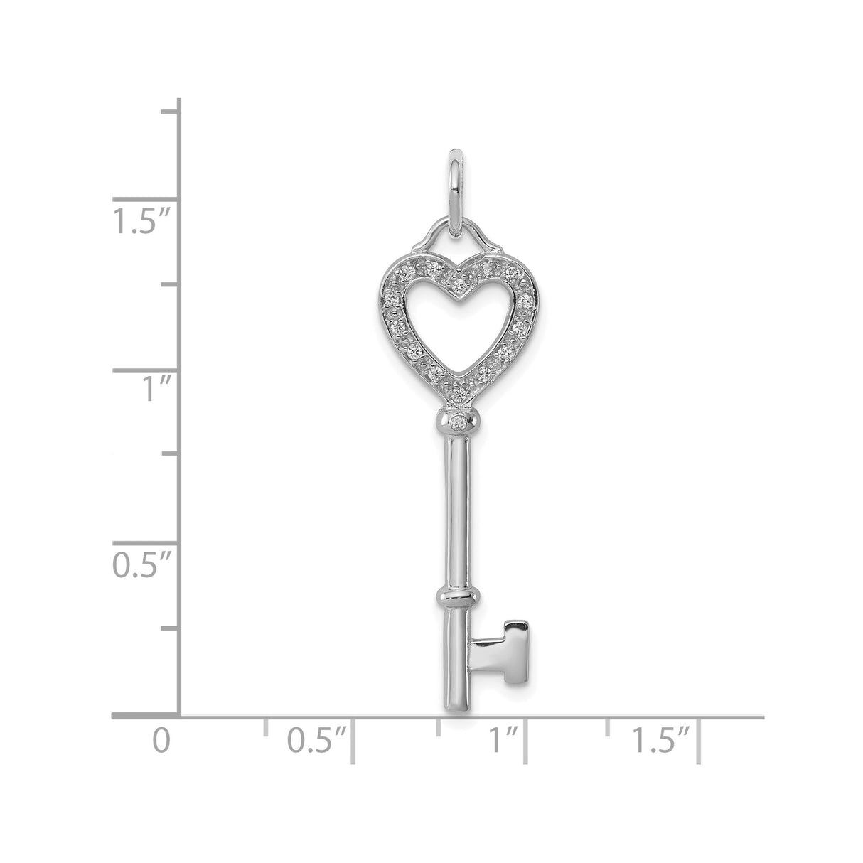 Sterling Silver Heart Key Pendant with Cubic Zirconia, Romantic Symbolic Jewelry for Women