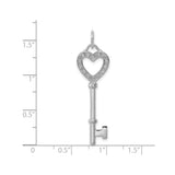 Sterling Silver Heart Key Pendant with Cubic Zirconia, Romantic Symbolic Jewelry for Women