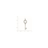 Sterling Silver Key Pendant with Clover Cutout, Vintage Skeleton Key Style, Cubic Zirconia Accent