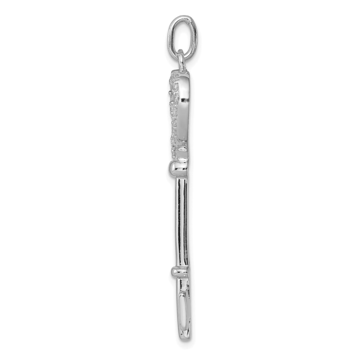 Sterling Silver Heart Key Pendant with Cubic Zirconia, Romantic Charm Jewelry for Women