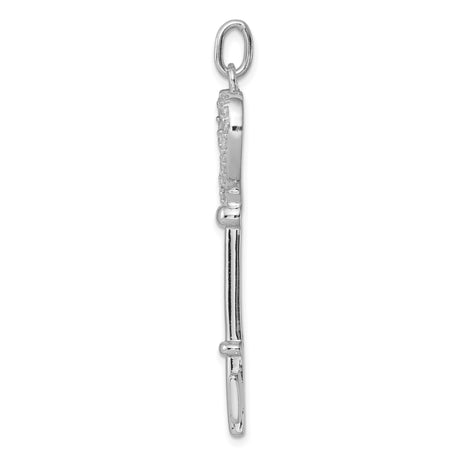Sterling Silver Heart Key Pendant with Cubic Zirconia, Romantic Charm Jewelry for Women