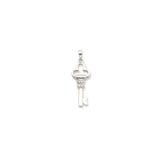 Sterling Silver Key Pendant with Cubic Zirconia Accents, Minimalist Spiritual Design for Women