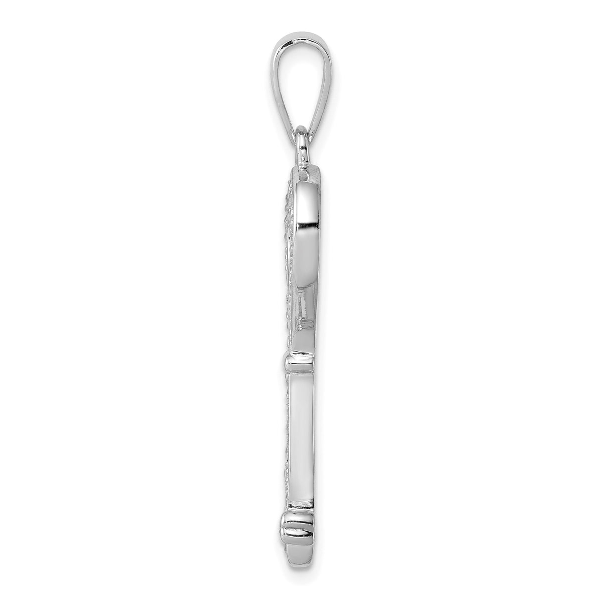 Sterling Silver Heart Key Pendant with Cubic Zirconia, Romantic Charm for Women