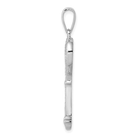 Sterling Silver Heart Key Pendant with Cubic Zirconia, Romantic Charm for Women