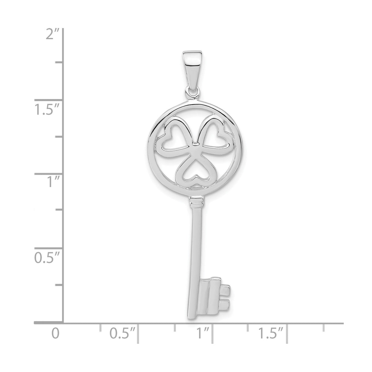 Sterling Silver Shamrock Key Pendant with Heart-Shaped Celtic Design, Irish Love and Luck Symbol