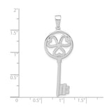 Sterling Silver Shamrock Key Pendant with Heart-Shaped Celtic Design, Irish Love and Luck Symbol