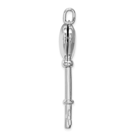 Sterling Silver Heart Key Pendant with Polished Heart Charm, Romantic Jewelry for Women