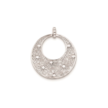 Sterling Silver Daisy Pendant with Cubic Zirconia, Openwork Floral Design for Women