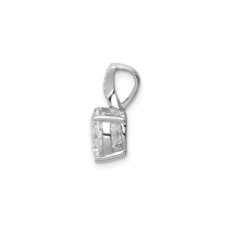 Sterling Silver Solitaire Pendant with Round Cut Cubic Zirconia and Accent Bail