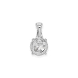 Sterling Silver Solitaire Pendant with Round Cut Cubic Zirconia and Accent Bail