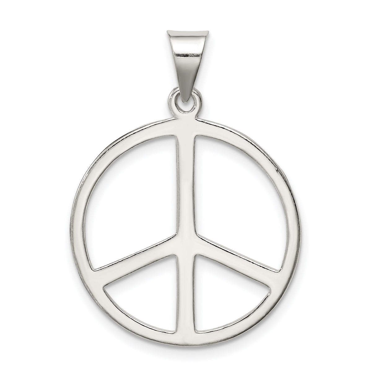 Sterling Silver Peace Sign Pendant with Textured Circular Border, Boho Hippie Style Charm