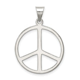 Sterling Silver Peace Sign Pendant with Textured Circular Border, Boho Hippie Style Charm