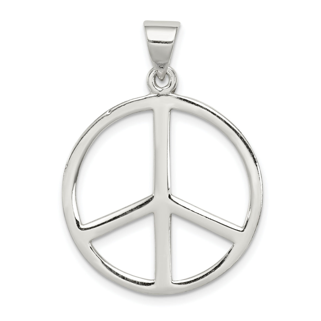 Sterling Silver Peace Sign Pendant, Openwork Boho Charm Symbolizing Harmony and Nonviolence