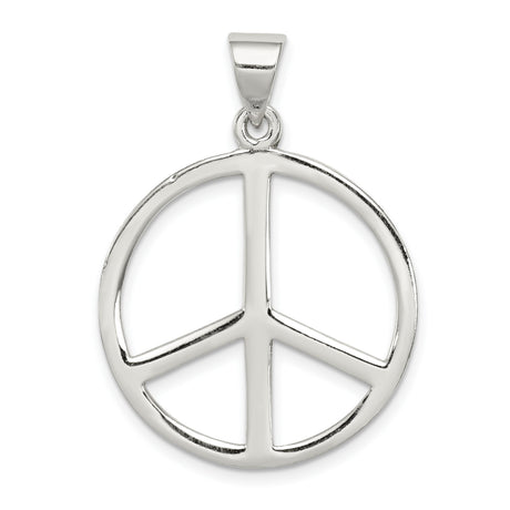 Sterling Silver Peace Sign Pendant, Openwork Boho Charm Symbolizing Harmony and Nonviolence