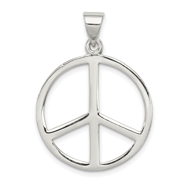 Sterling Silver Peace Sign Pendant, Openwork Boho Charm Symbolizing Harmony and Nonviolence