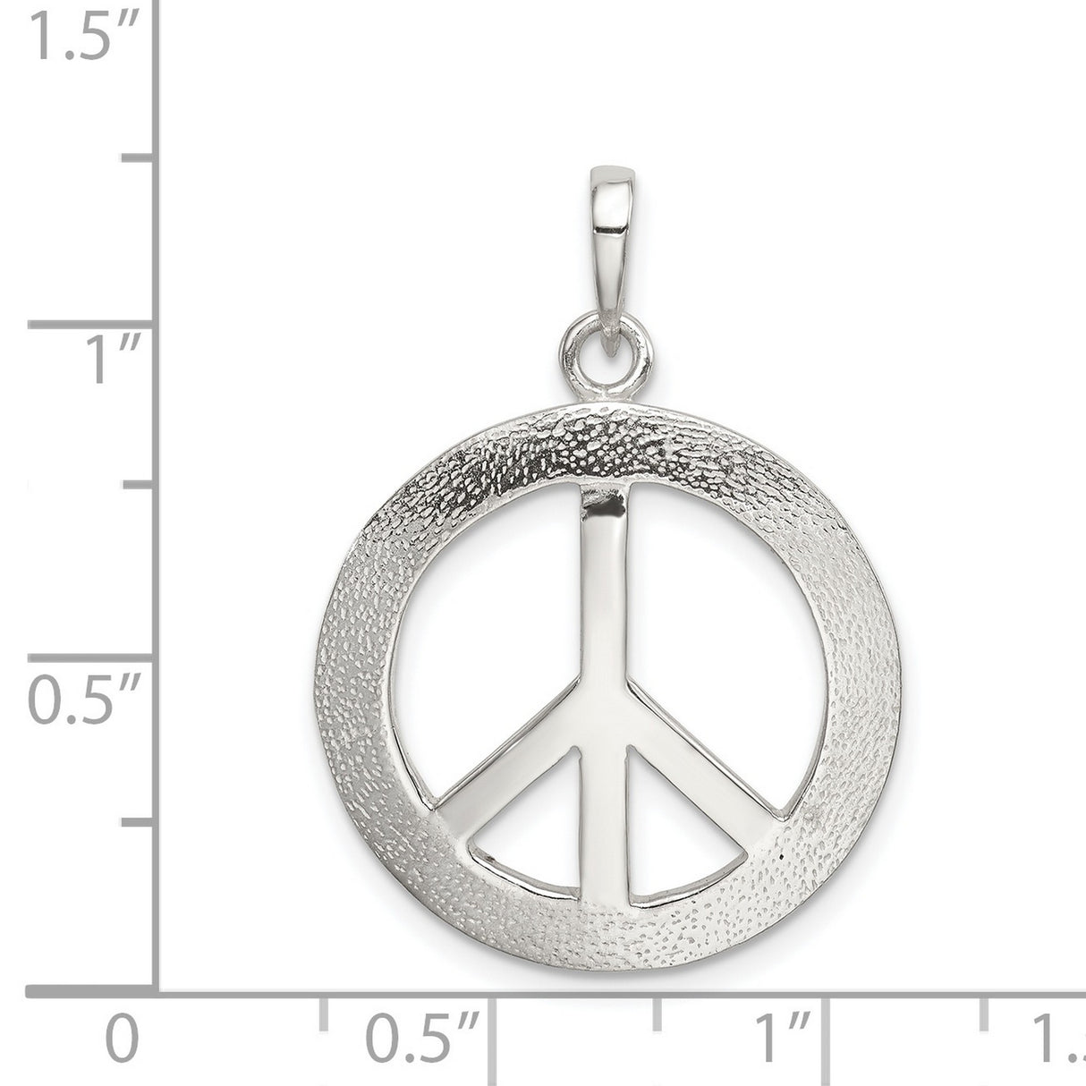 Sterling Silver Peace Sign Pendant, Textured Circle Design, Boho Hippie Style for Women or Unisex