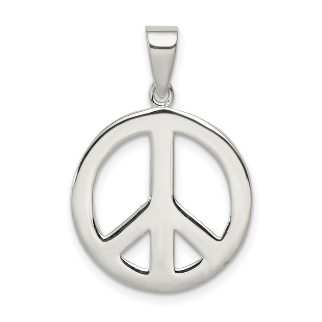 Sterling Silver Peace Symbol Pendant, Openwork Boho Minimalist Charm for Women or Unisex