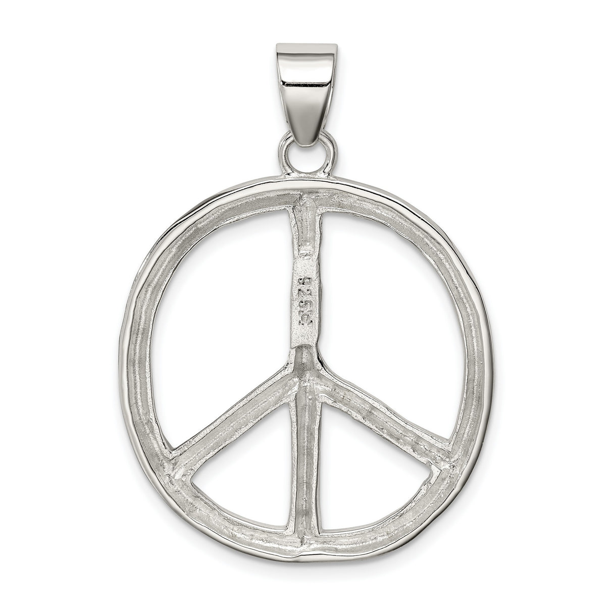 Sterling Silver Pendant with Peace Symbol Openwork Design, Boho Harmony Charm