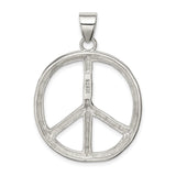 Sterling Silver Pendant with Peace Symbol Openwork Design, Boho Harmony Charm