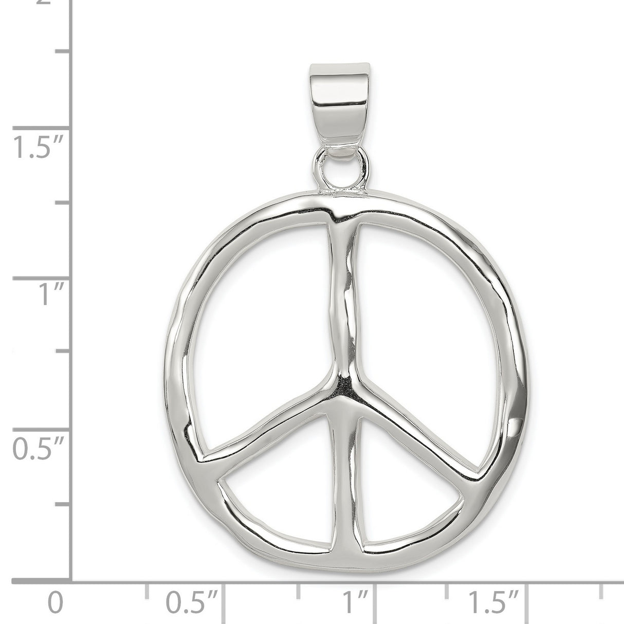 Sterling Silver Pendant with Peace Symbol Openwork Design, Boho Harmony Charm