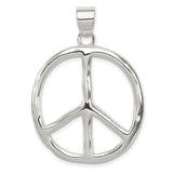 Sterling Silver Pendant with Peace Symbol Openwork Design, Boho Harmony Charm