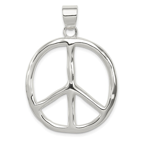 Sterling Silver Pendant with Peace Symbol Openwork Design, Boho Harmony Charm