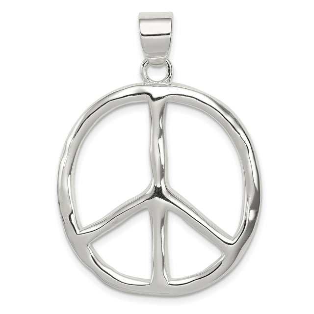 Sterling Silver Pendant with Peace Symbol Openwork Design, Boho Harmony Charm