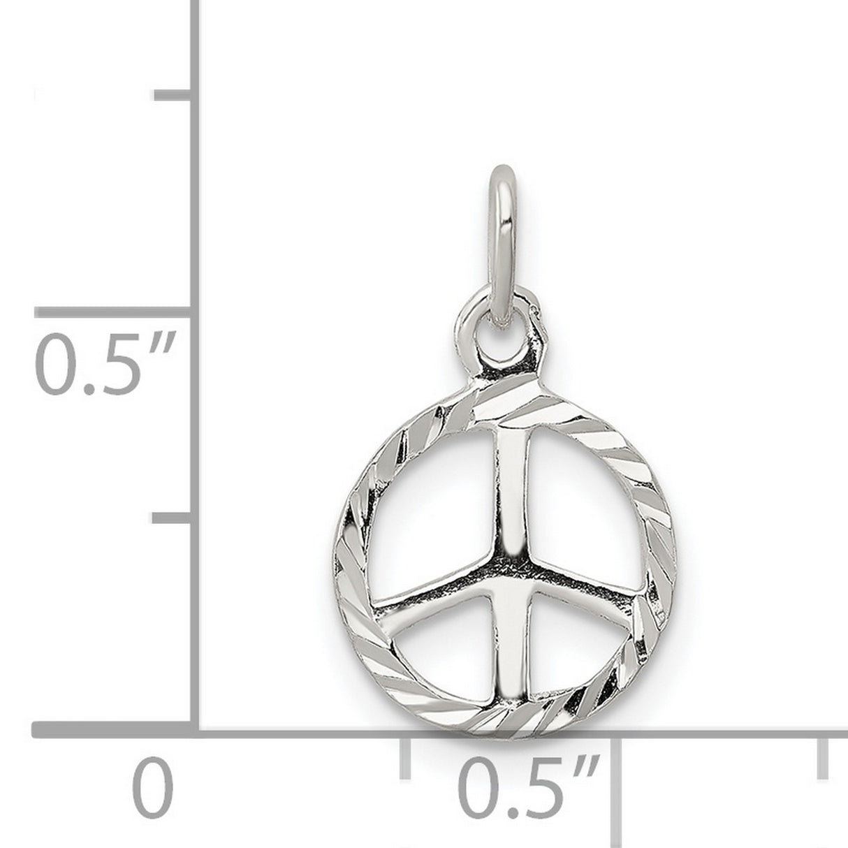 Sterling Silver Peace Sign Pendant with Textured Circular Frame, Unisex Boho Jewelry