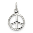 Sterling Silver Peace Sign Pendant with Textured Circular Frame, Unisex Boho Jewelry