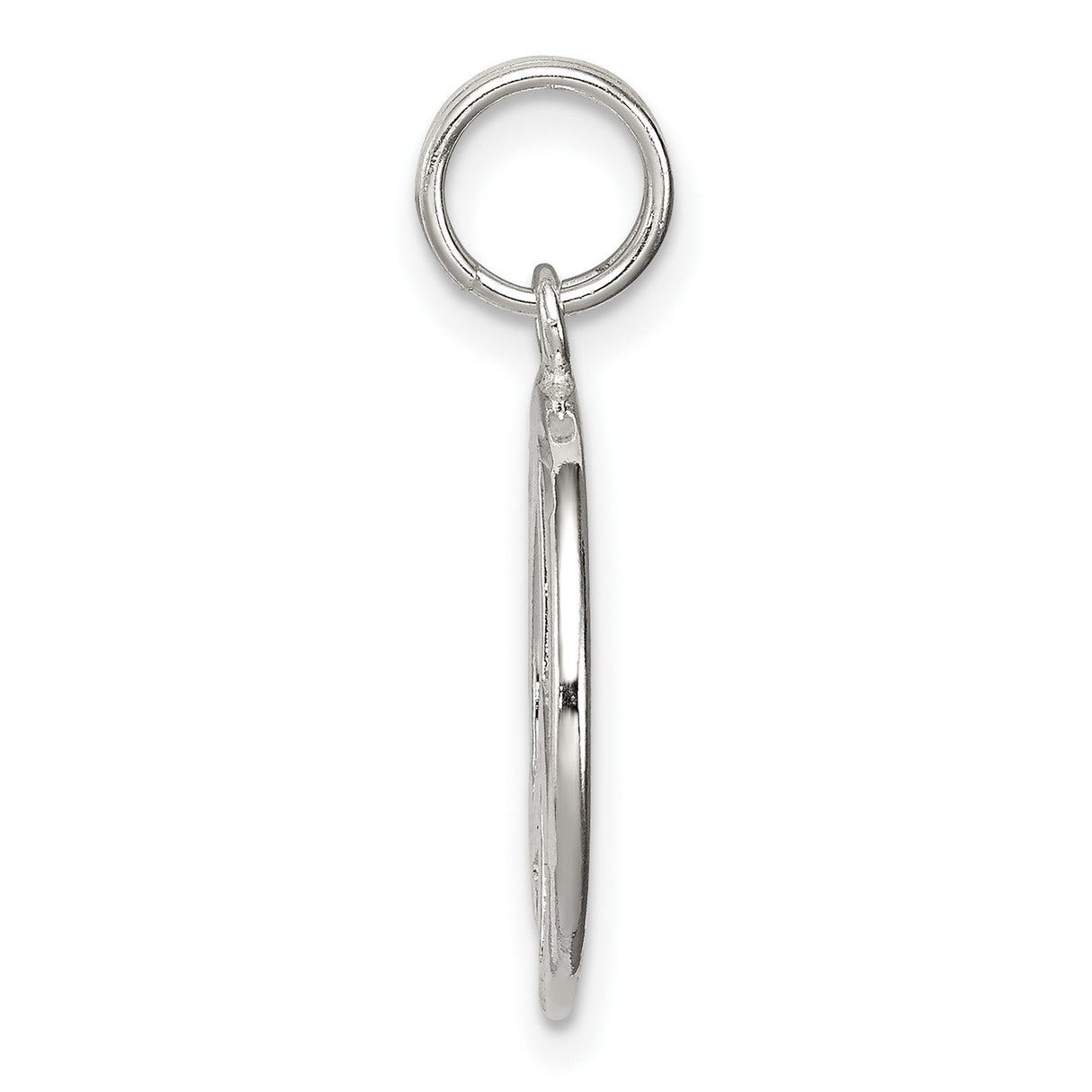 Sterling Silver Peace Sign Pendant with Polished Finish and Etched Accents, Unisex Boho Style