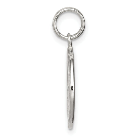 Sterling Silver Peace Sign Pendant with Polished Finish and Etched Accents, Unisex Boho Style