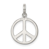 Sterling Silver Peace Sign Pendant with Polished Finish and Etched Accents, Unisex Boho Style