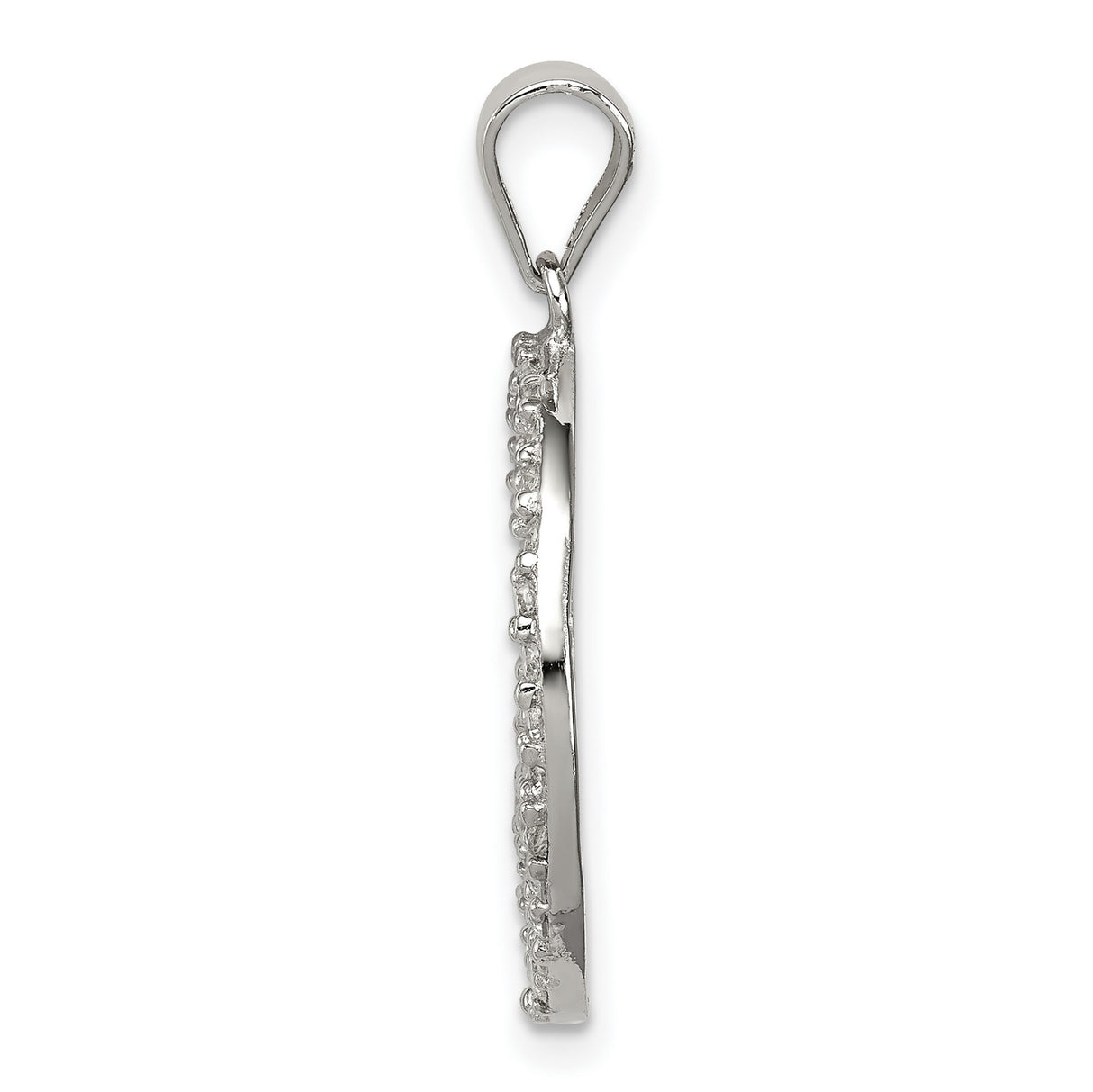 Sterling Silver Peace Pendant with Cubic Zirconia, Round Open-Frame Boho Design for Women
