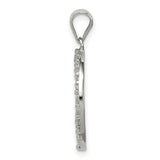 Sterling Silver Peace Pendant with Cubic Zirconia, Round Open-Frame Boho Design for Women
