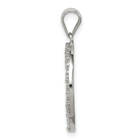 Sterling Silver Peace Pendant with Cubic Zirconia, Round Open-Frame Boho Design for Women